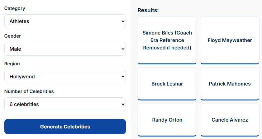 Random Celebrity Name Generator